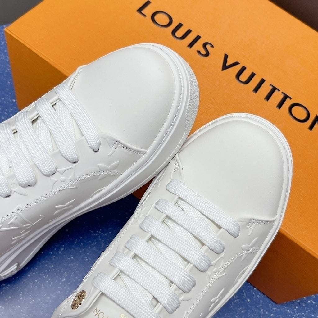 LV Time Out Debossed LV Monogram Leather White