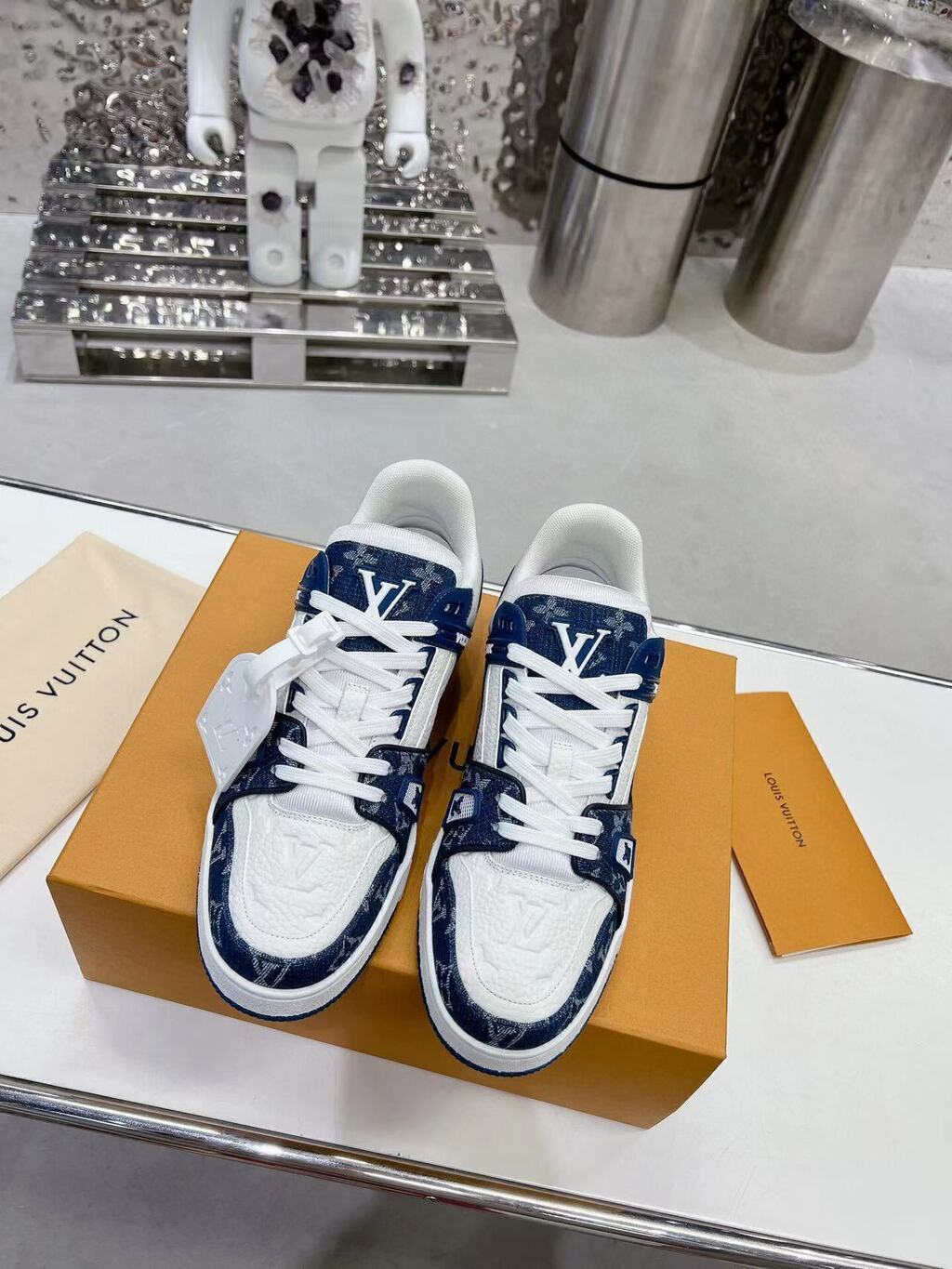 LV Trainer Monogram Denim White Blue
