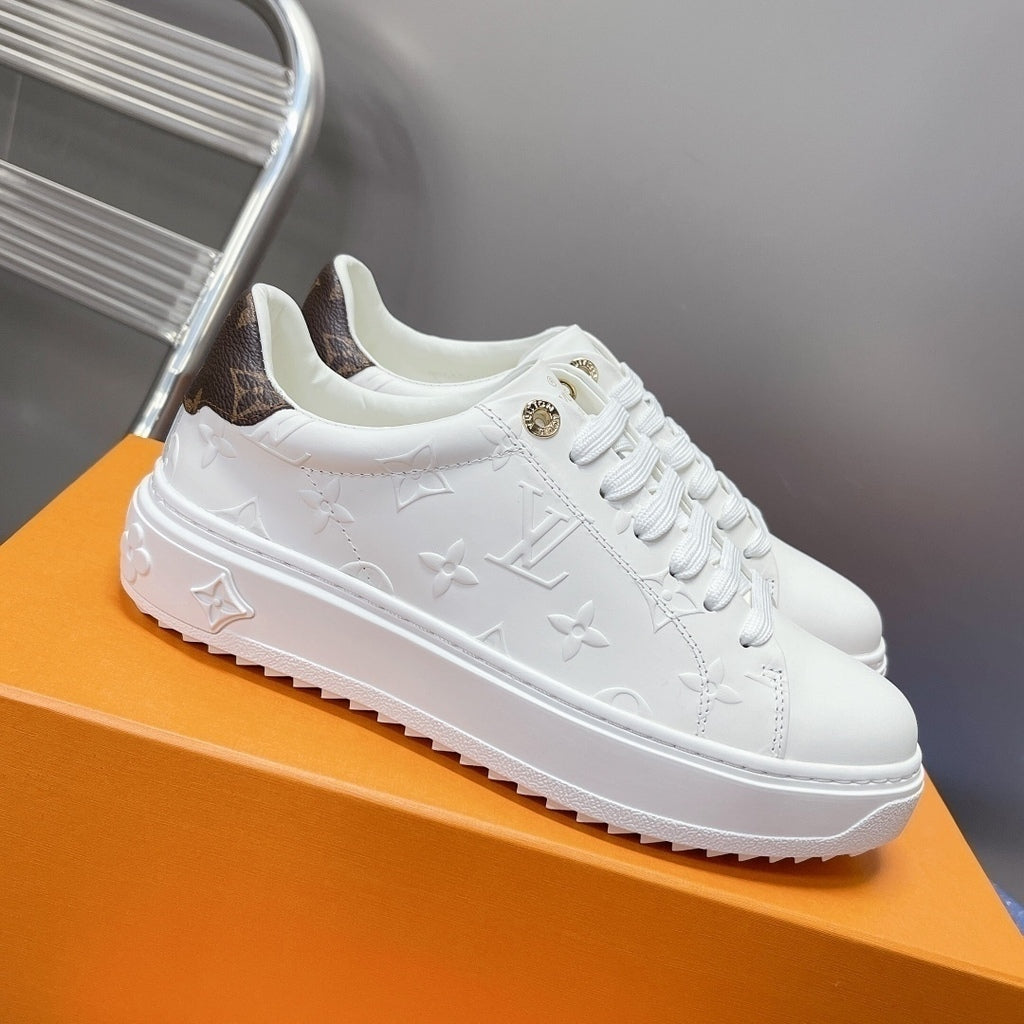LV Time Out Debossed LV Monogram Leather White