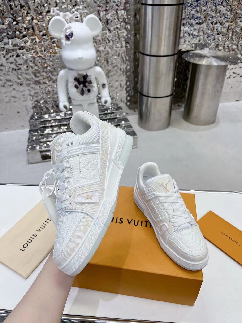 LV Trainer Denim White