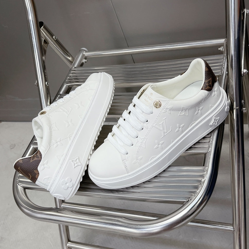 LV Time Out Debossed LV Monogram Leather White