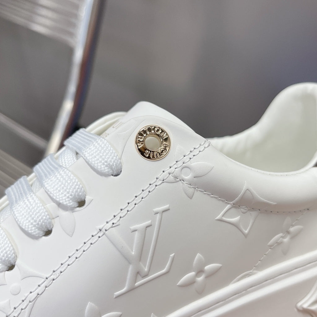 LV Time Out Debossed LV Monogram Leather White