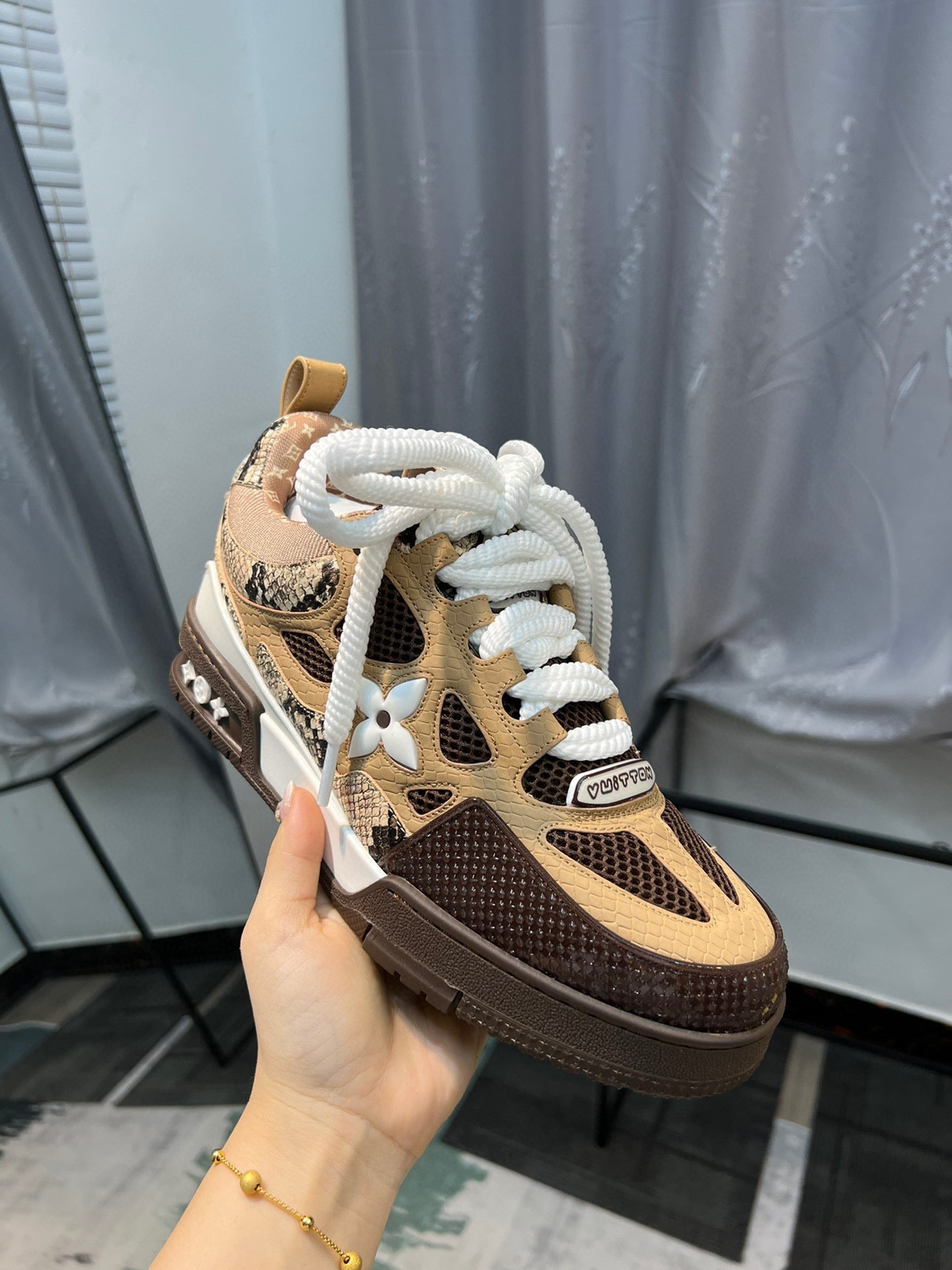 LV Skate Sneaker Brown Snakeskin