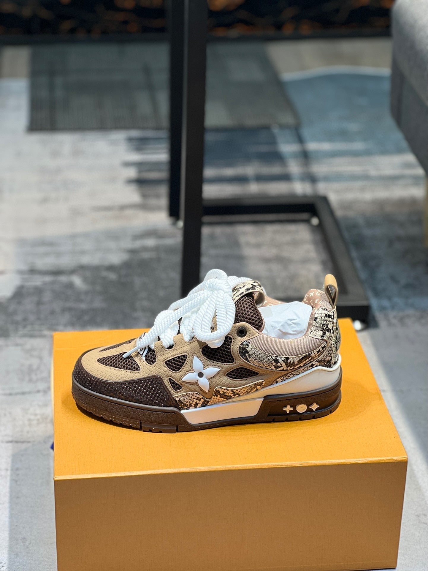 LV Skate Sneaker Brown Snakeskin