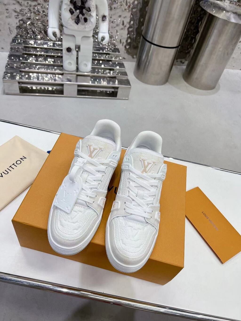 LV Trainer Denim White
