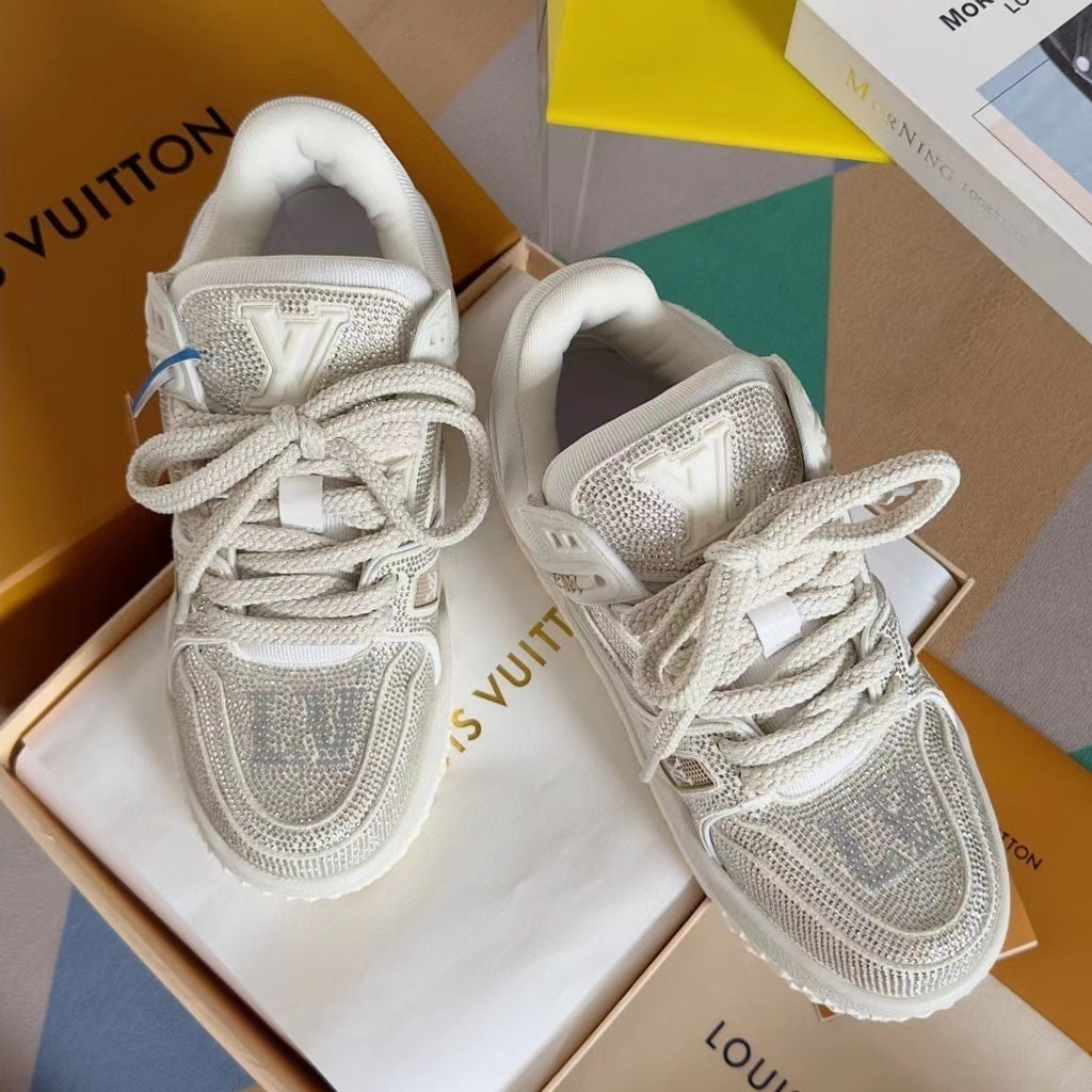 LV Trainer Maxi White Crystals