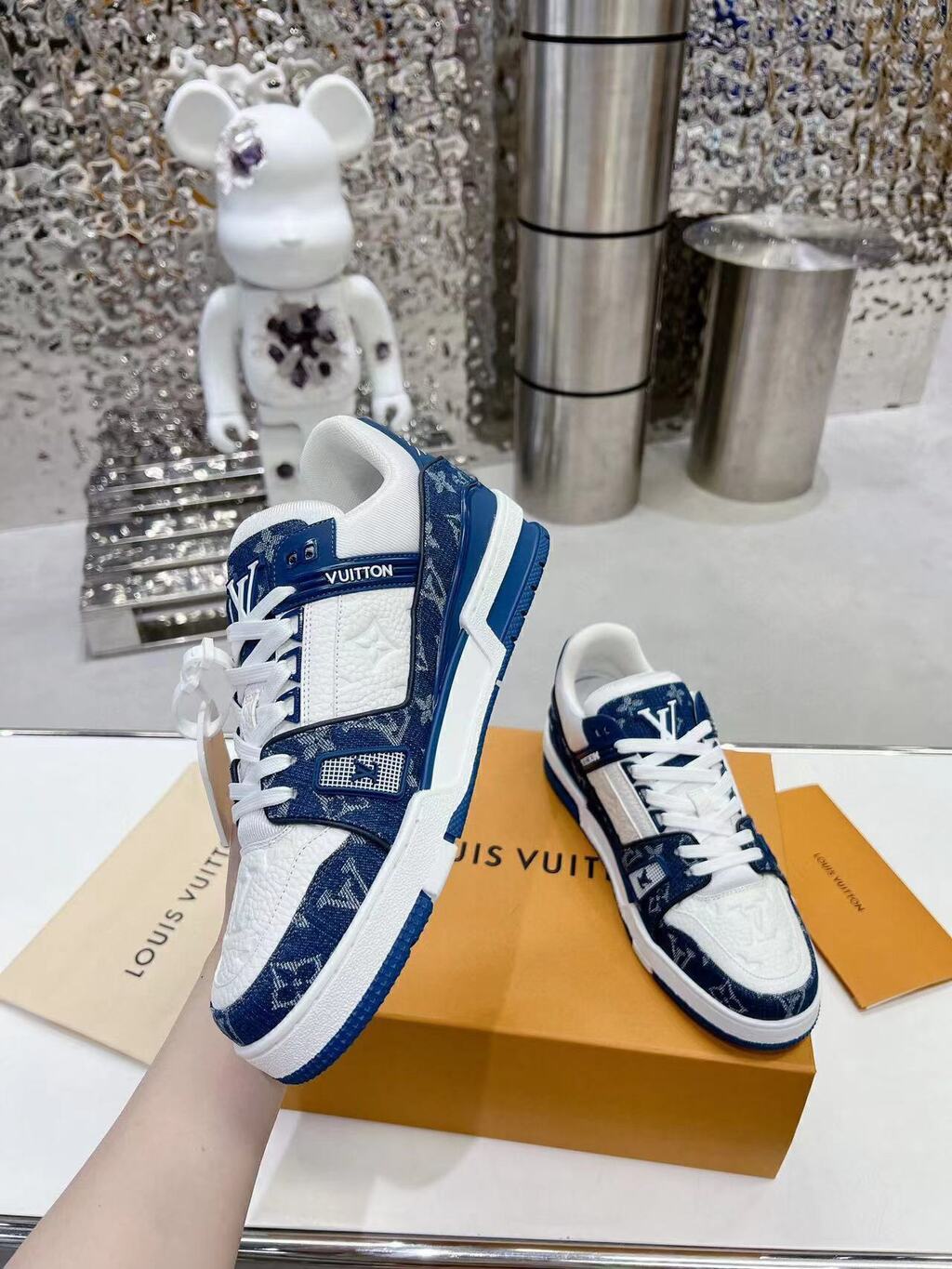 LV Trainer Monogram Denim White Blue