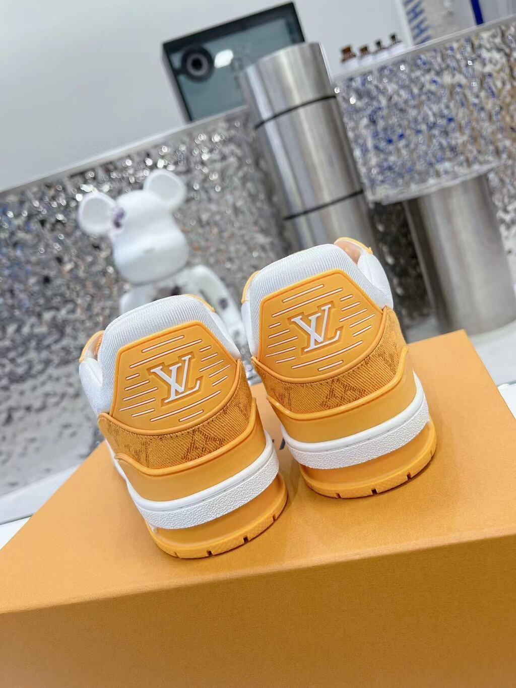 LV Trainer Yellow Monogram Denim White