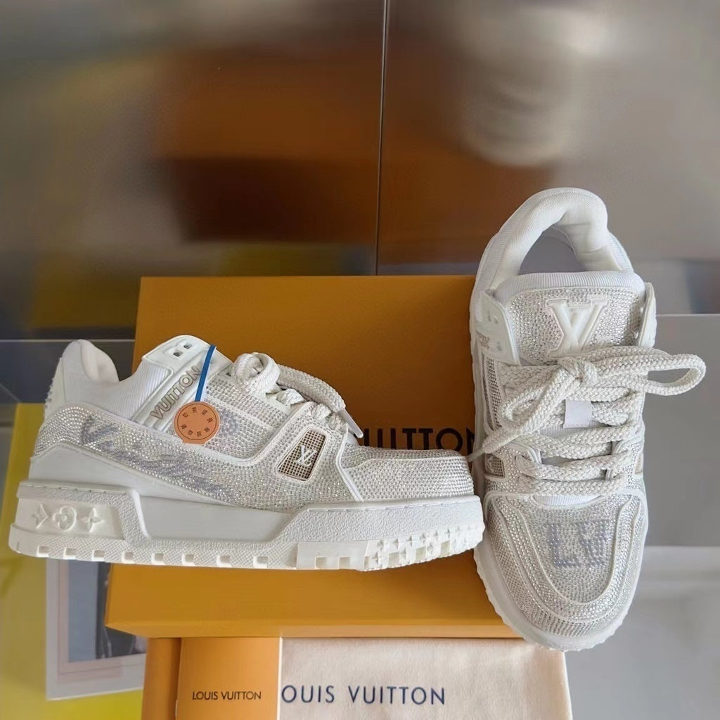 LV Trainer Maxi White Crystals