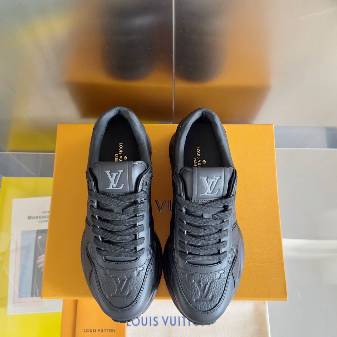 LV Monogram Leather Sneakers Black