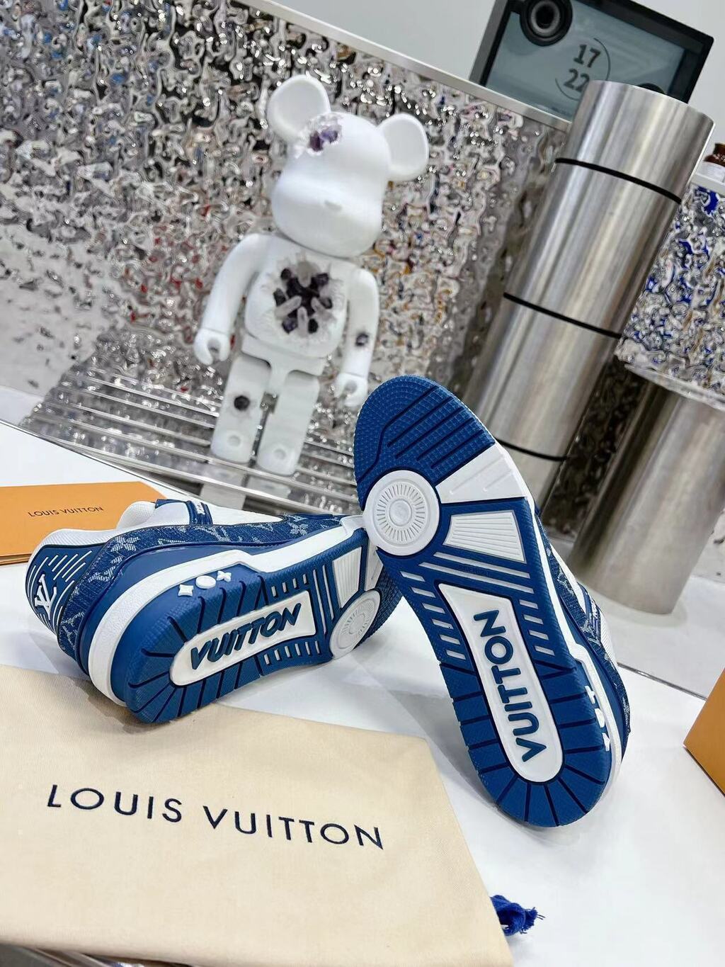 LV Trainer Monogram Denim White Blue