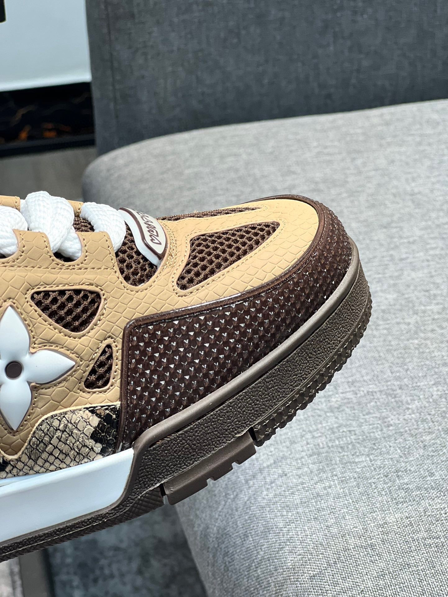 LV Skate Sneaker Brown Snakeskin