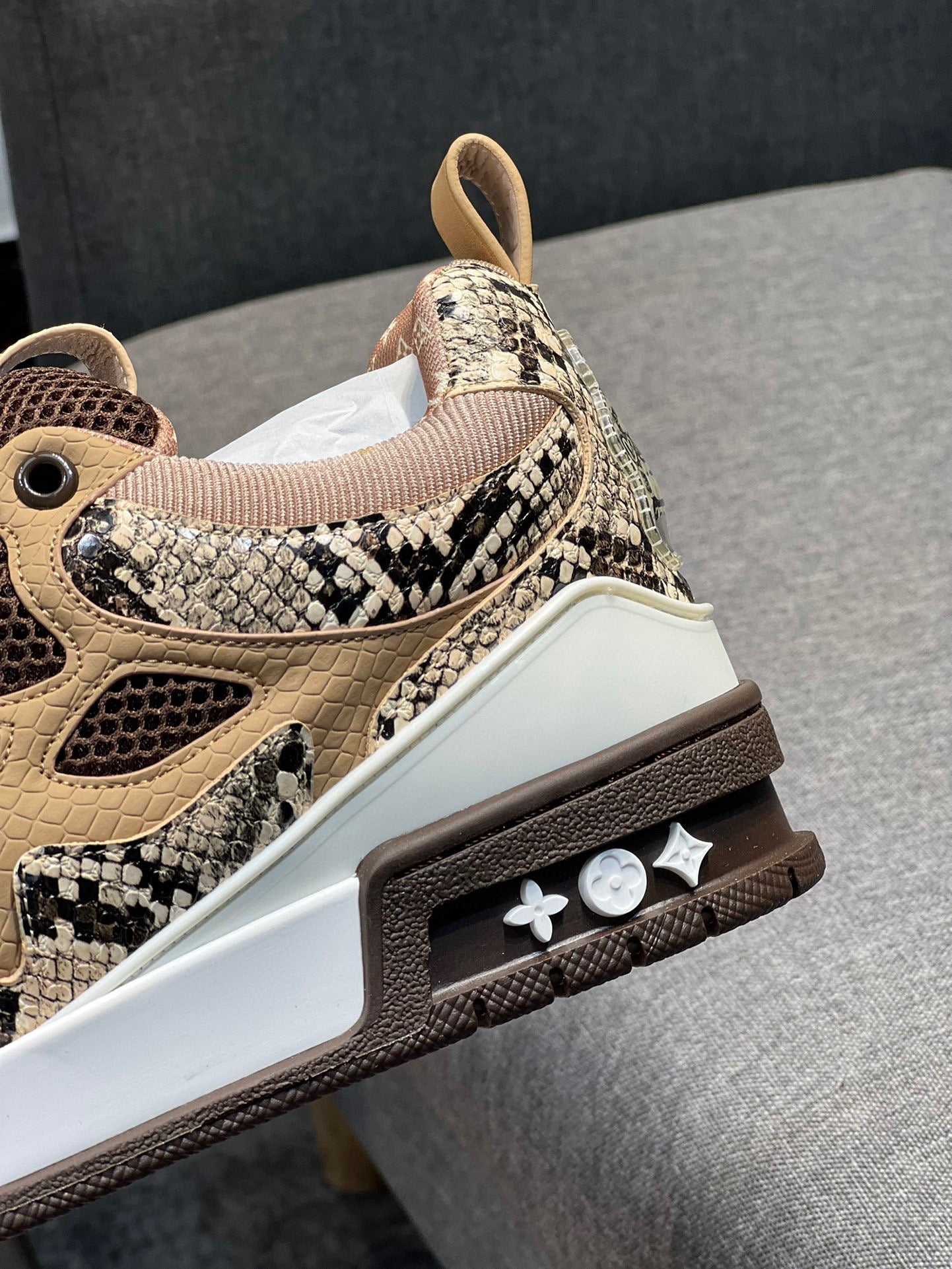 LV Skate Sneaker Brown Snakeskin