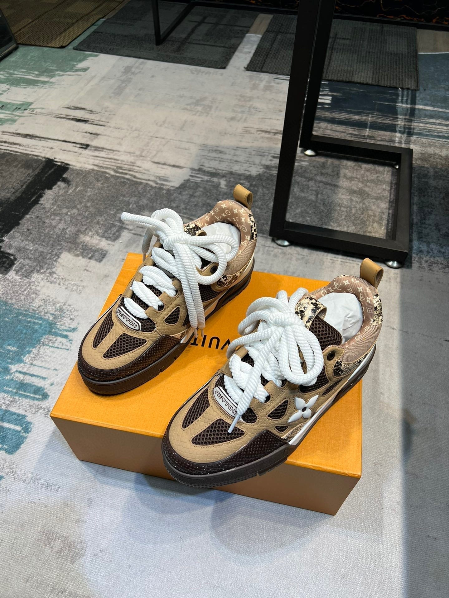 LV Skate Sneaker Brown Snakeskin