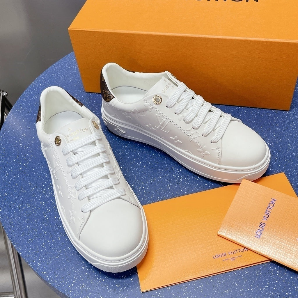 LV Time Out Debossed LV Monogram Leather White