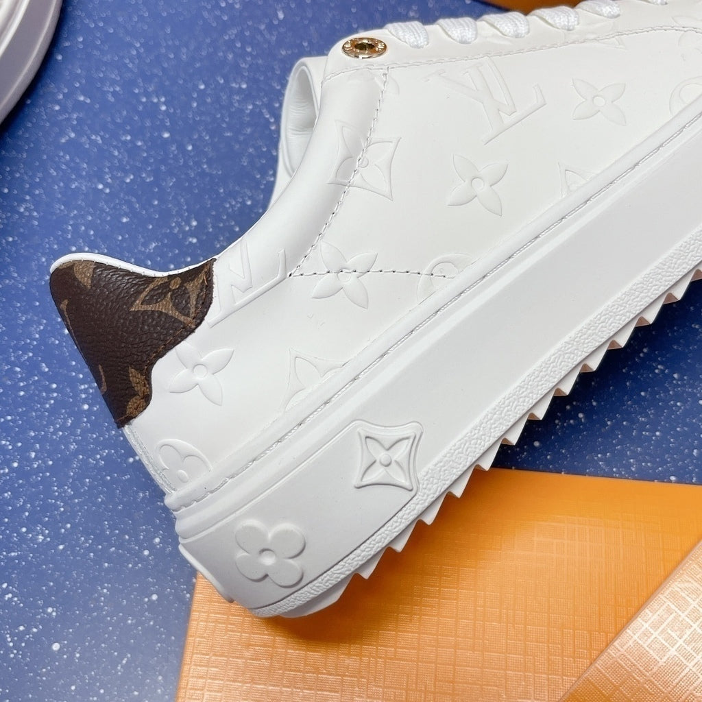 LV Time Out Debossed LV Monogram Leather White